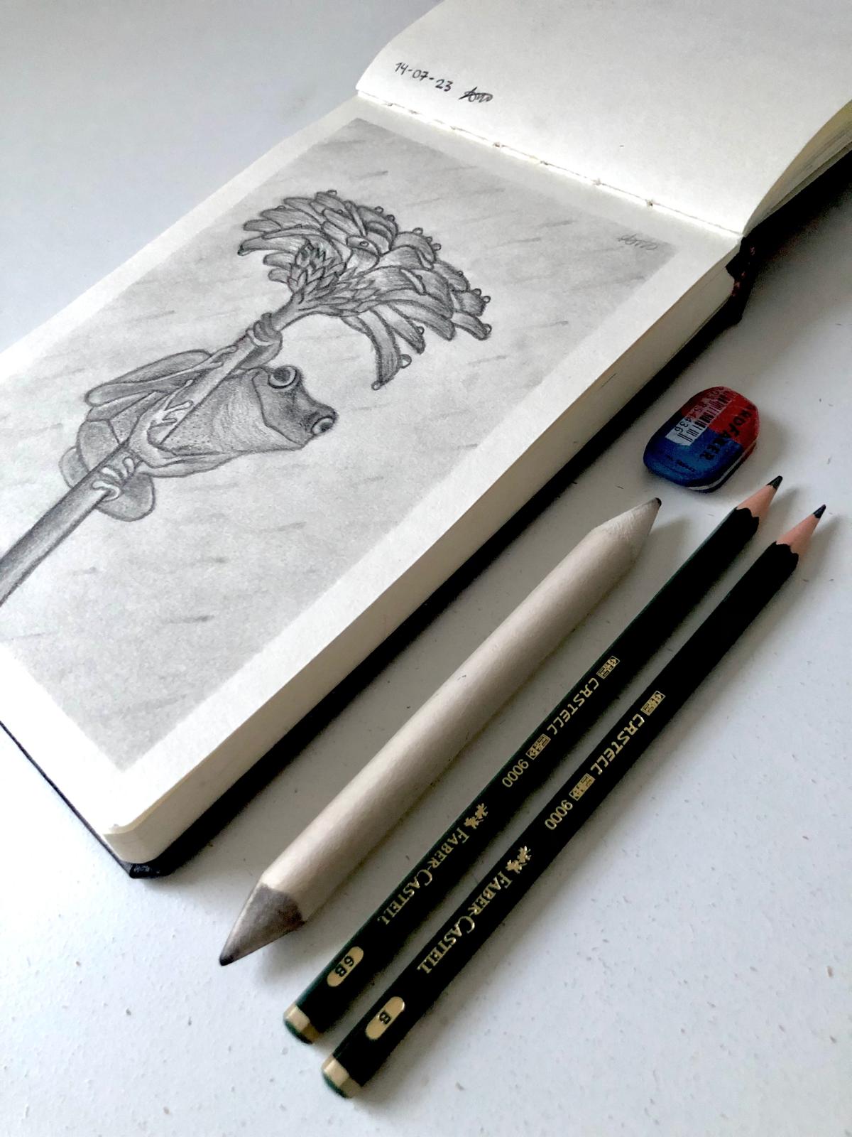 Kikker tekening op papier